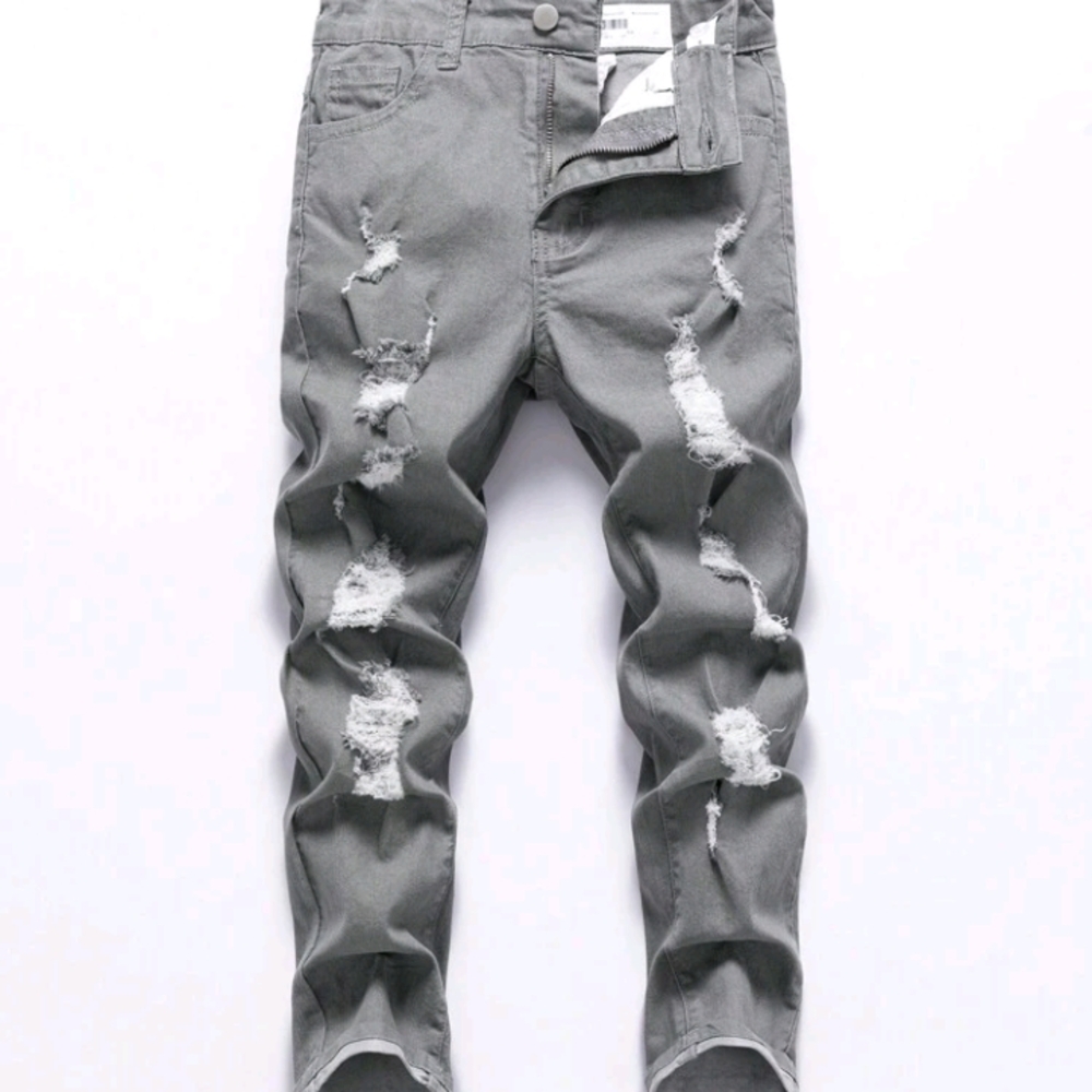 Stylish Gray Distressed Men's Jeans